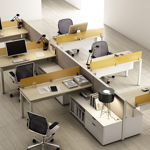 Estaciones de trabajo con mampara de tela TEC 60