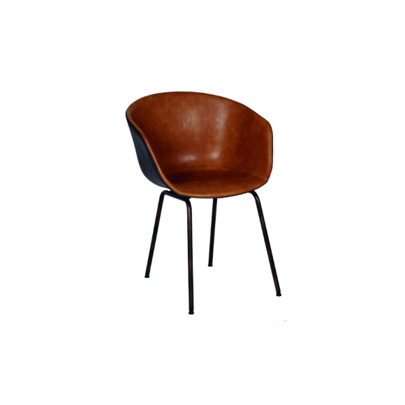 SILLA STELLA CON BRAZOS TAPIZ EN PIEL